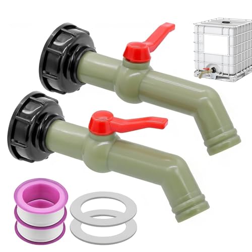 Lot de 2 Robinet Cuve 1000l, Vanne Cuve avec Adaptateur en Plastique 3/4