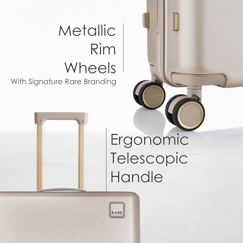 Image of Rare Tony Medium Size Beige Hard Trolley Bag Polycarbonate Antiscratch Travel Suitcase with 8 Silent Wheels and a Sturdy TSA Lock - Luggage for Men & Women