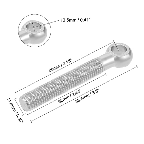 Image of uxcell M12 x 80mm 304 Stainless Steel Machine Shoulder Lift Eye Bolt Rigging 5pcs
