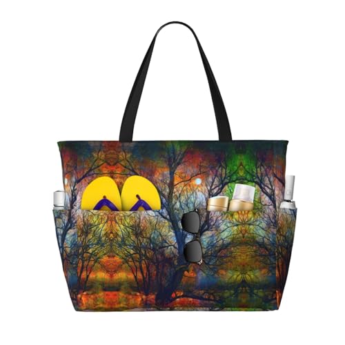 Sac fourre-tout coloré noir Arbre de Vie pour femme, grand sac à bandoulière de taille unique