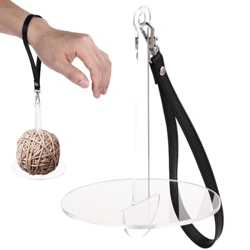 Kasmole Soporte para Hilo de muñeca | Porta Bolas de Hilo de muñeca portátil Soporte de Bola de Hilo Desmontable de acrílico con Correa para la muñeca - para Tejer y Hacer Crochet