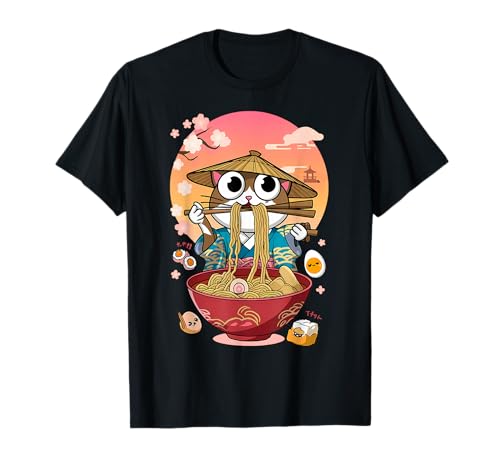 Cat Ramen - Camisetas gráficas divertidas japonesas Kawaii Cat Anime lover Camiseta