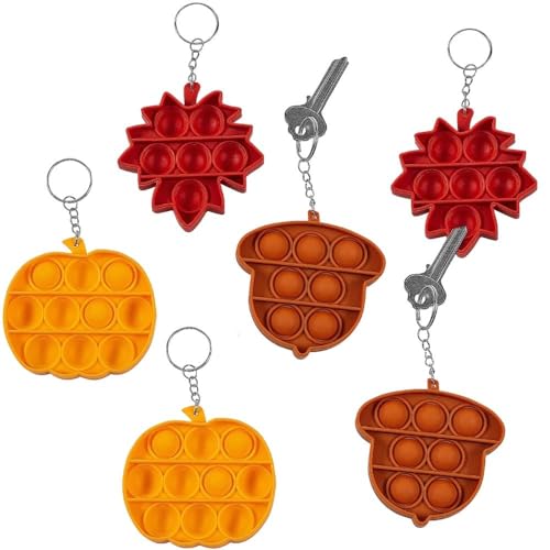 Fall Theme Pumpkin Leaf Acorn Lotsa Pops Keychains - 6 Pieces