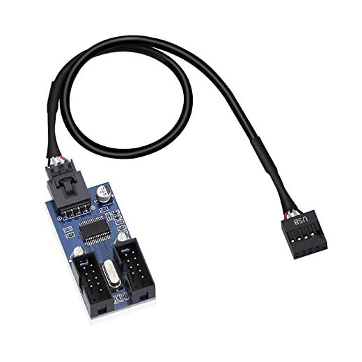 ELECTOP 9 Pin 2 in 1 Internal USB Splitter Cable, 9 pin USB Header Male 1 to 2 Female Extension Connector Adapter, USB 2.0 HUB Connector Port Multiplier PWM Fan Splitter Cable (30cm/0.98ft)