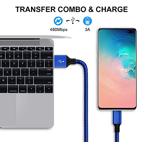 Image of ZAPPIX [Type C]-[3A]-[1.4 meter]-[Blue Colour]-[100% Copper] Braided & Fast Charging USB Cable for All USB C Devices, Seamless Data Transmission.