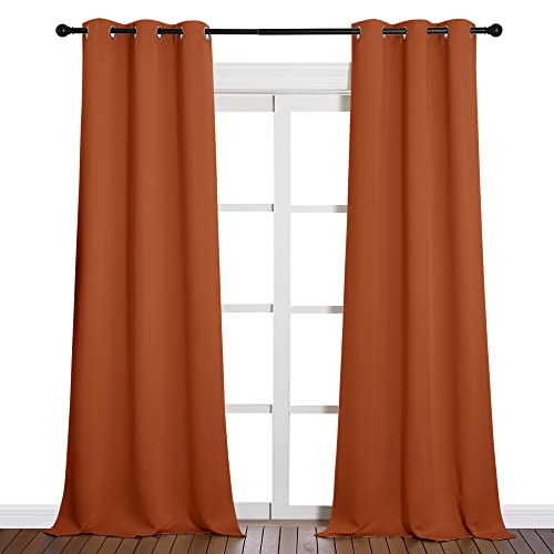 Image of NICETOWN Halloween Room Darkening Drapes for Nursery - Light Blocking Curtain Panels for Bedroom Girl Room, Soft Fabric Window Treatment (Burnt Orange, 42 inches Width by 90 inches Length, 1 Pair)