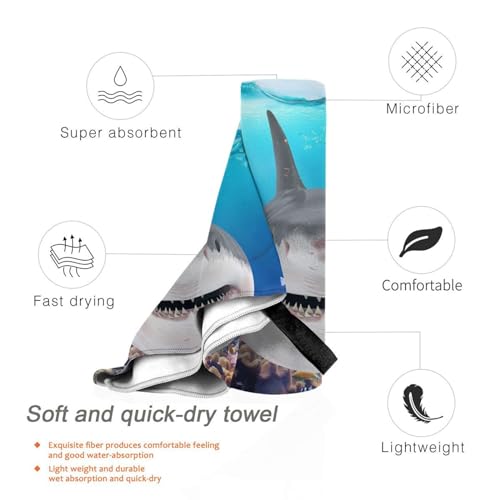 Serviette de bain requin à séchage rapide pour la plage et le sport - 4