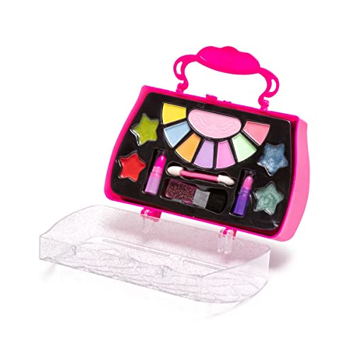 Maleta de maquiagem infantil, com paleta de sombras, gloss e batons