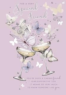 Noel Tatt Female Open Blank/Birthday Card - For a Very Special Friend - Champagne and Butterflies - Friendship Verse - For Her