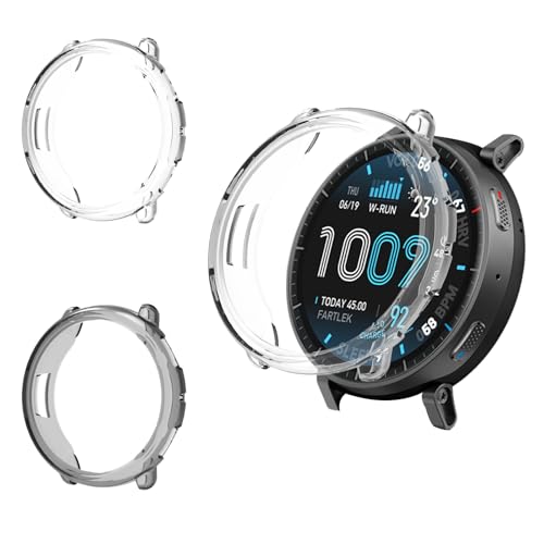 For Amazfit Active Max �P�[�X TPU�� �J�o�[ YANMONGI �ی�P�[�X �ϏՌ� �S�ʕی� �Ռ��z�� �ȈՒ��E �y�� ���ϋv �ی�J�o�[ Amazfit Active Max �Ή�(�u���b�N+�N���A�j