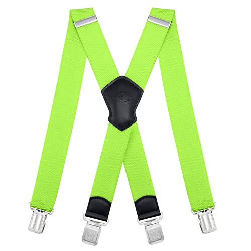 Dresime Bretelle da Uomo per pantaloni con 4 clip forti 4 cm di larghezza, per Uomini e Donne Grandi e alti Larghezza Regolabile di Elastiche e Forma a X Elastica