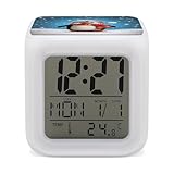 FodPand Sveglia natalizia divertente a forma di pinguino per camera da letto orologio digitale con 7 colori che cambiano luce notturna grandi numeri LED orologi elettrici display temperatura orologi