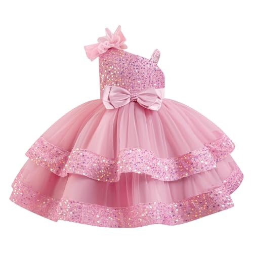 IDOPIP Toddler Girls Birthday Dresses Sequin Tulle Tutu Flower Girl Wedding Party Dress Pageant Formal First Communion Gown