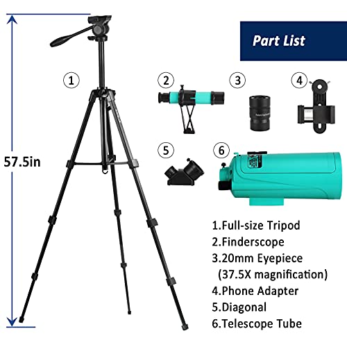 Sarblue Maksutov-Cassegrain Telescope, Mak60 Telescopes For Kids Adults 750X60Mm, Compact Portable For Travel, Beginner Astronomy Telescope With Adjustable Tripod Finderscope And Phone Adapter #TOP2