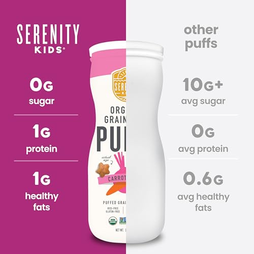 Image of Serenity Kids Organic Baby Food Puffs, No Added Sugar, Grain Free, 1.5 Oz | Savory Not Sweet, Skip Rice & Wheat, Veggie & Legume Blend, Organic Olive Oil, Organic Toddler Snacks, For Toddlers 1-3
