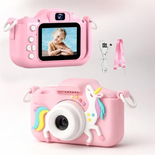 Image of MAVOKIS Unicorn Kids Camera for Girls 3-9 Years, 1080P HD Video Camcorder with Selfie, Games & Photo Frames, 2 inch Screen, Rechargeable, SD Card Supported (Not Included), Best Birthday Gift (Pink)