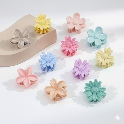 Image of Cerrito 6 Pcs Small Mix Hair Claw Clips for Women & Girls - Durable Nonslip Mini Hair Accessories perfect for styling Thick & Thin Hair, Everyday, Party & Office Styling, Multicolor