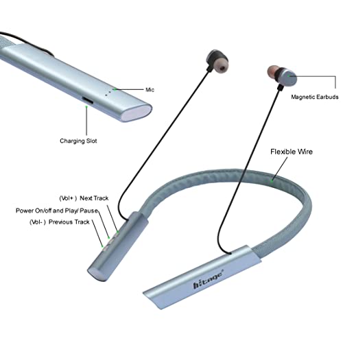 Image of Hitage NBT-726 Legend Series70 Hours Music Playtime Dual Device Connectivity Bluetooth Headset (Blue, in the Ear)