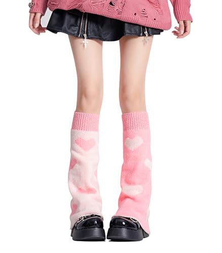 Image of WODECASA Girls Kawaii Leg Warmers Knitted Flared Leg Sleeves Goth Crochet Baggy Cuff Ankle Heap Socks