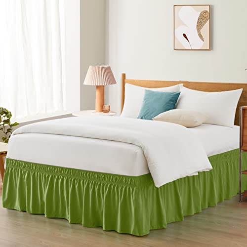 Entisn Sage Green Adjustable Bed Skirt For Full & Queen Size Bed - With 14 Inch Tailored Drop, Wrap Around Bed Skirts With Adjustable Elastic Belt For Easy Fitting - Wrinkle & Fade Resistant #TOP12