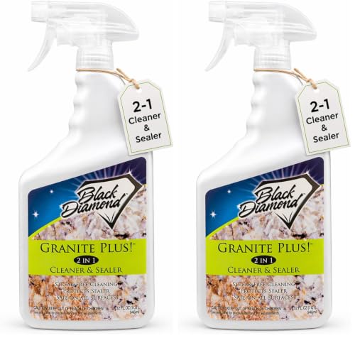 Image of Black Diamond Stoneworks Granite Plus 2-in-1 Cleaner & Sealer, pH Neutral, Streak-Free Stone Cleaner for Granite, Marble, Quartz, Travertine & Limestone Countertops, Ready to Use, 32 Fl Oz (Pack of 2)