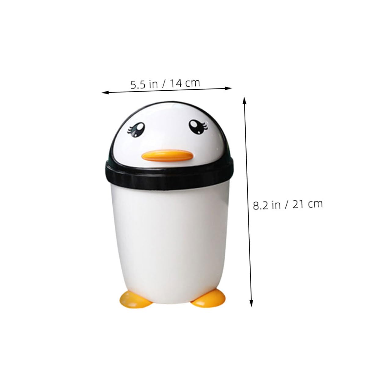 FUNOMOCYA 2Pcs Cute Penguin Trash Can with Swing Lid Waste Bin for Room Vehicles Creative Desktop Garbage Bucket for Boys Adorable for Fun Waste Management