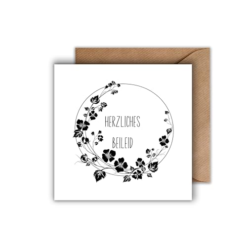 WBdesignz Trauerkarte Mit Umschlag – Einfühlsames Beileid, 125x125 Mm, Hochwertiges Papier