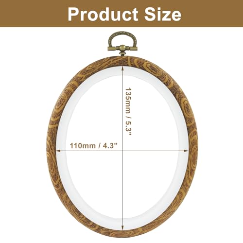 Image of Marvexi 5Pcs Oval Embroidery Hoops 4.3 inchx5.3 inch, Vintage Cute Faux Wood