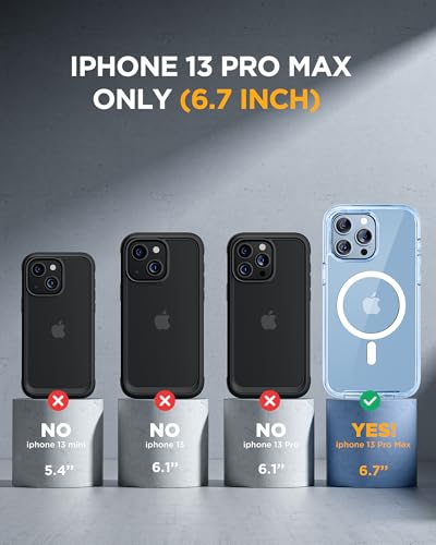 Image of Miracase Magnetic for iPhone 13 Pro Max Case 6.7 inch, (Compatible with MagSafe) Upgrade Full-Body Clear Phone Bumper Case with Built-in 9H Tempered Glass Screen Protector, Magnetic Clear Blue