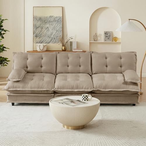 Image of 108 inch Sectional Sleeper Sofa, Modular Deep Seat Couches for Living Room Apartment, Flexible Module Combination Cloud Sofa with Spring Support, Easy Assembly, Coffee
