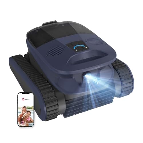 Pool Vacuum,Seauto New Shark Robotic Pool Cleaner for Inground Pools,4 Brushes&Motors,Waterline Only Mode,AI Sonar Navigation,180-Mins Runtime Sucks u