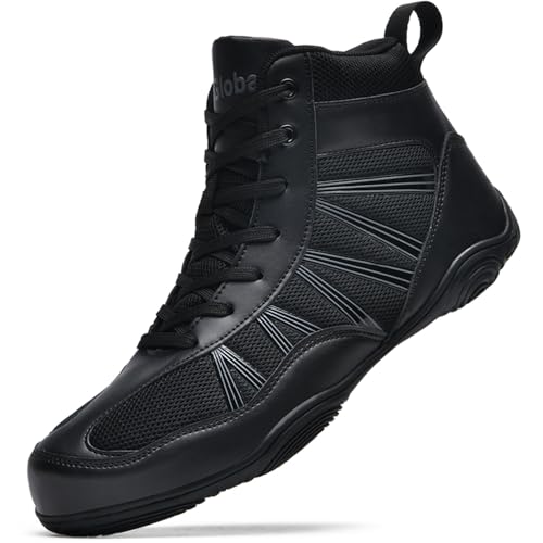 situkeke Zapatos de Boxeo para Hombres Antideslizantes Zapatillas de Lucha Libre Zapatos de Lucha Profesional Deportivos Ligeros Unisex Negro 46 EU