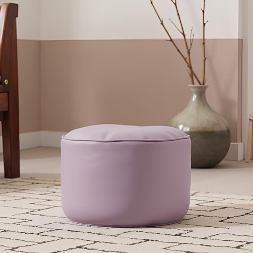 Image of Premium Faux Leather Footstool /Footrest /Pouffe | EPS Beans Filled | Ready to Use | Soft Cushioned Ottoman | Durable Leatherette Finish | Living Room, Bedroom & Office Color- (Purple)