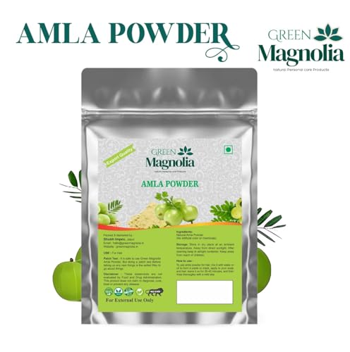 Image of GREEN MAGNOLIA Pure & Natural Amla Powder Indian Gooseberry Powder for Hair No Chemicals No Artificial Color For Hair Growth Strength & Shine (150gm)