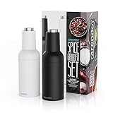 Arendo - Gewürzmühle elektrisch 2er Set mit verstellbarem Keramikmahlwerk, Salzmühle & Pfeffermühle automatisch aus hochwertigem Edelstahl, auch geeignet für Chilli, Koriander usw