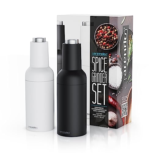 Arendo- Automatische Salzmühle & Pfeffermühle 2er Set, mahlt automatisch beim kippen, Elektrische...