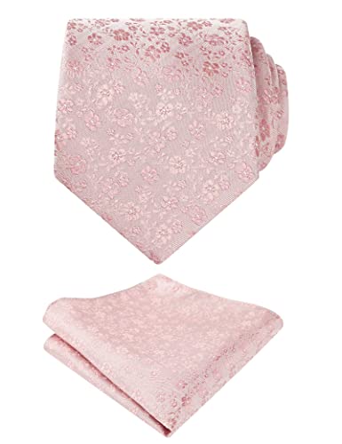 Image of Alizeal Mens 3.15inches Exquisite Floral Tie with Small Flower Printed Pocket Square