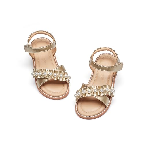 Image of Flaryzone Girls Sandals Open Toe Summer Flats Dress Sandals Shoes Toddler /Little Kid