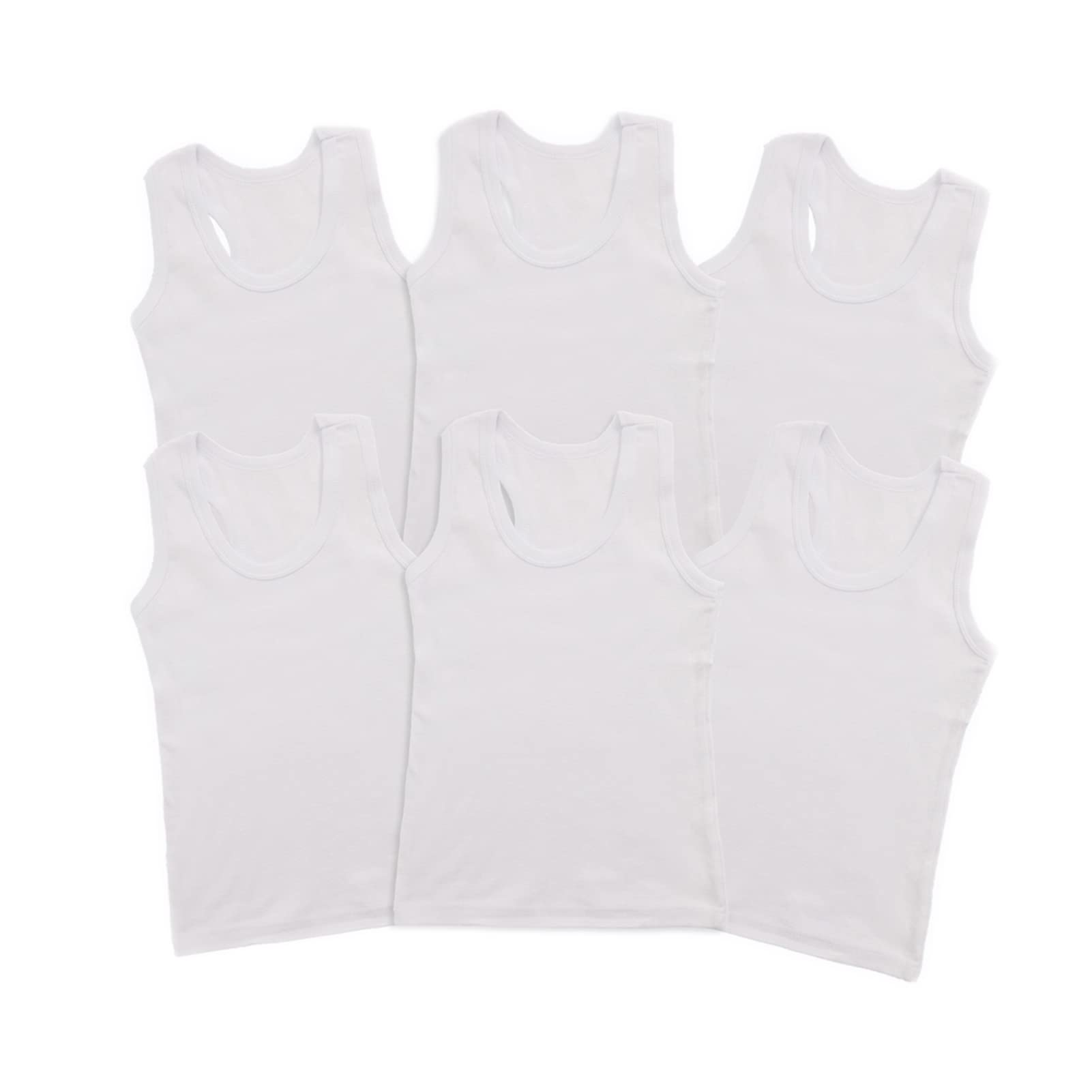 6-Pack Cotton Undershirt Tank Top 100% Cotton Soft Undershirt for Boys and Girls