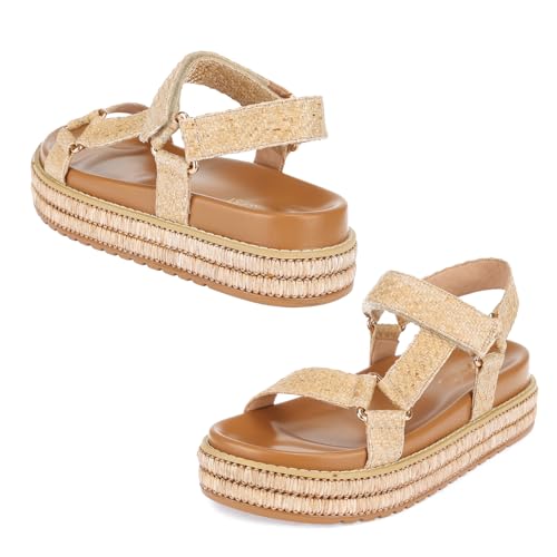 Image of Platform Sandals -Casual Espadrilles platform sandles- Open Toe Comfortable Summer Flatform platform wedge sandals women-Straw Beach Ankle Strap Shoes 2025