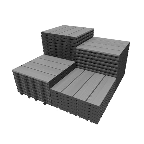 SHPAI HDPE Interlocking Patio Flooring Tiles Grey