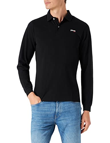 Schott NYC Psjames2ml Camisa de Polo, Negro, M para Hombre