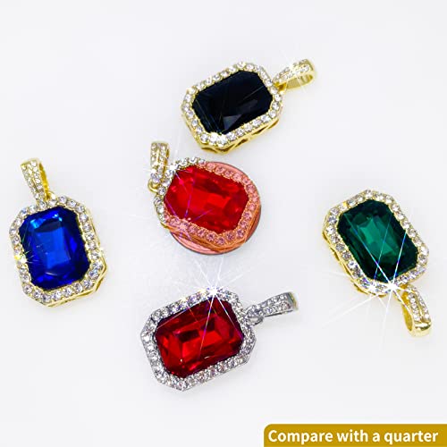 Hip Hop Necklace Iced Out Crystal Pendant Jewelry Gemstone Zirconia with Stainless Steel Cuban Chain Silver/Gold Plated for Men Women2