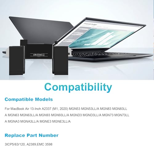 Image of ASUNCELL A2389 Battery Replacement for MacBook Air 13 Inch A2337 M1 (2020), EMC 3598, MGN53 MGN83 MGN63 MGN93 MGND3 MGN73 MGNA3 MGNE3
