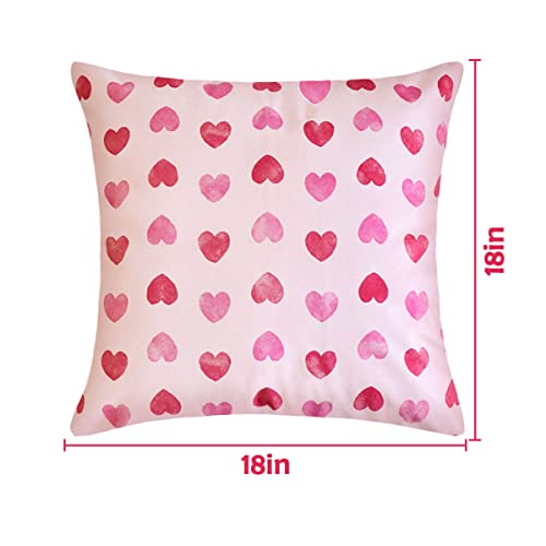 Bunny Chorus Valentines Day Decor Pillow Covers 18X18, 4Pcs Pink Red Pillow Covers With Heart And Stripes, Cute Valenitnes Decorations For The Home Office, Wedding Dinner Cushion Covers For Couch Sofa #TOP1