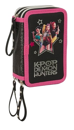 K-POP Demon Hunters - ENERGY - Estuche Escolar con 37 Útiles Incluidos, Estuche Infantil, Ideal para Niños de 5 a 14 Años, Cómodo y Versátil, Resistencia, 12.5x5.5x19.5 cm