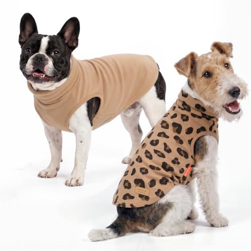 Image of KYEESE 2Pack Dog Sweater for Large Dogs Fleece Sweatshirt, Khaki Leopard