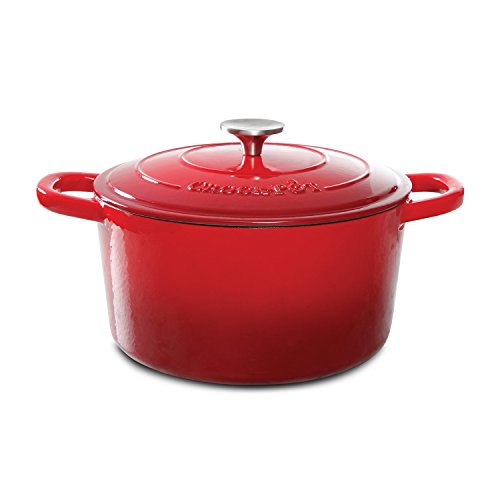 Crock Pot 69141.02 Artisan 5 Quart Enameled Cast Iron Round Dutch Oven, Red