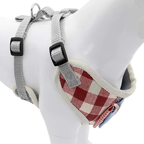 Bark Lover Small Puppy Harness With Bowtie, Adjustable Dog Vest Mesh Tuxedo Harness For Small Dog Kitten, Perfect For Party Wedding Holiday(L, Red Plaid) #TOP1