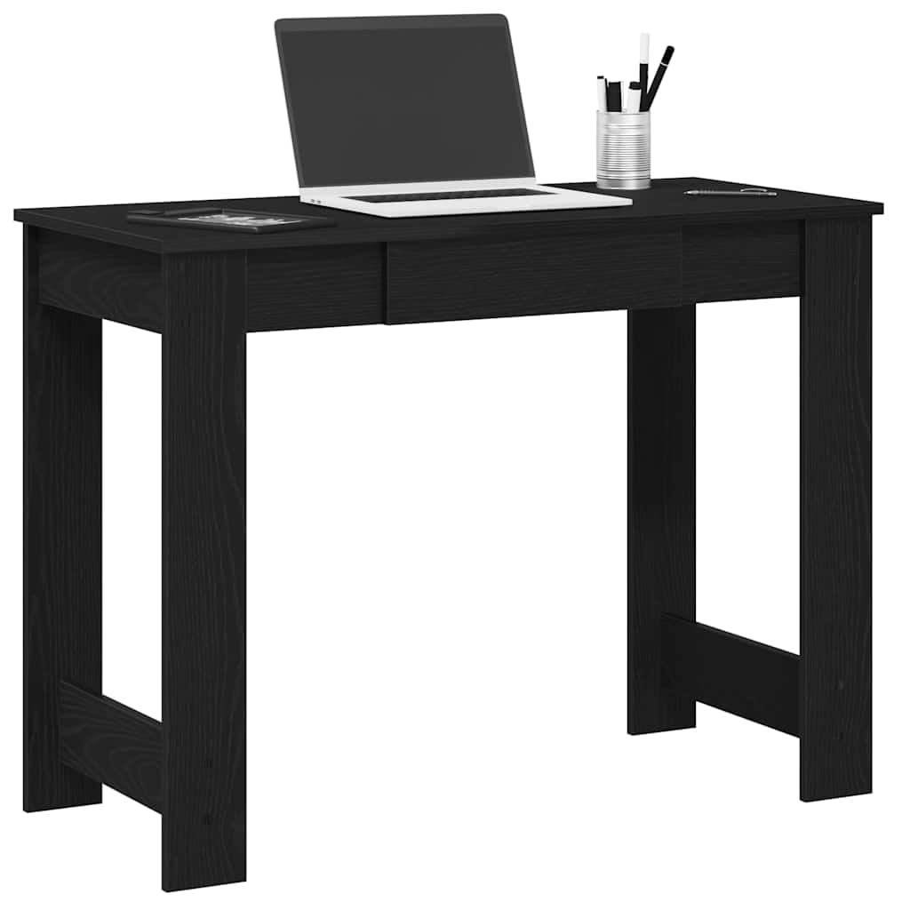 Biurko czarne drewno 100 x 45 x 75 cm z dużą powierzchnią roboczą i miejscem do przechowywania, wszechstronne biurko komputerowe do biura, biura domowego, gabinetu, wyposażenia biura
